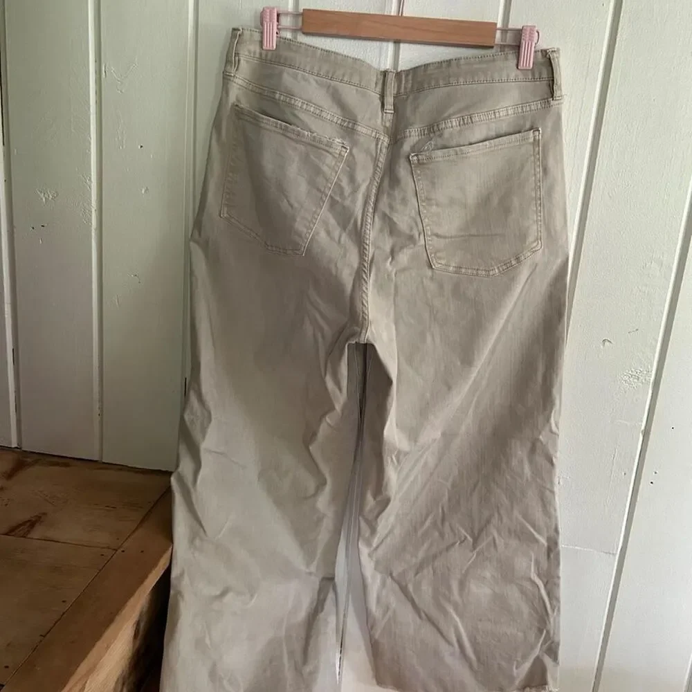 OAT Wide Leg High Rise Jeans - Cream size 12